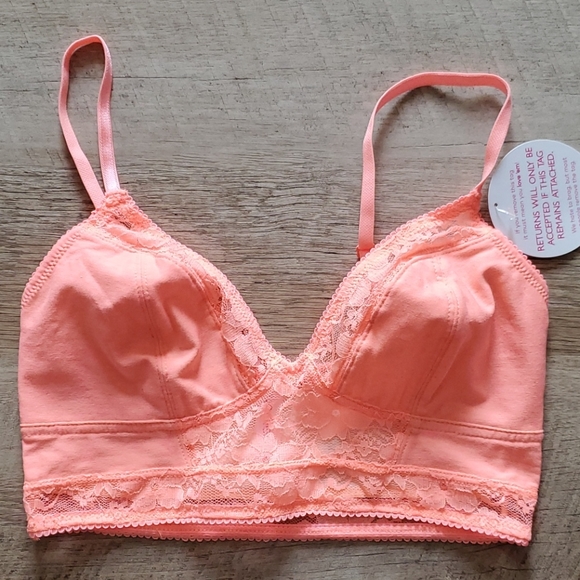 ✨️LAST CHANCE✨️ Orange Undies Cotton & Lace Longline Bralette - Picture 2 of 3